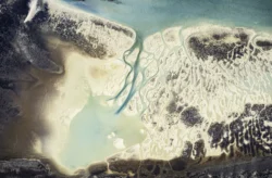Aerial view of alluvial sand banks