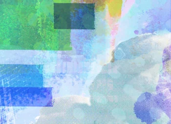 A blue collage background