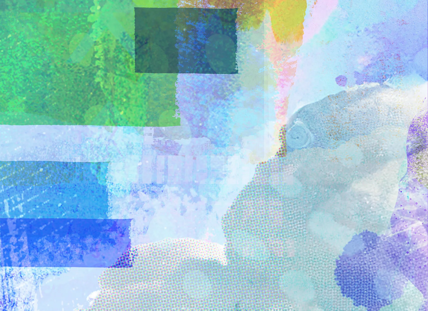 A blue collage background