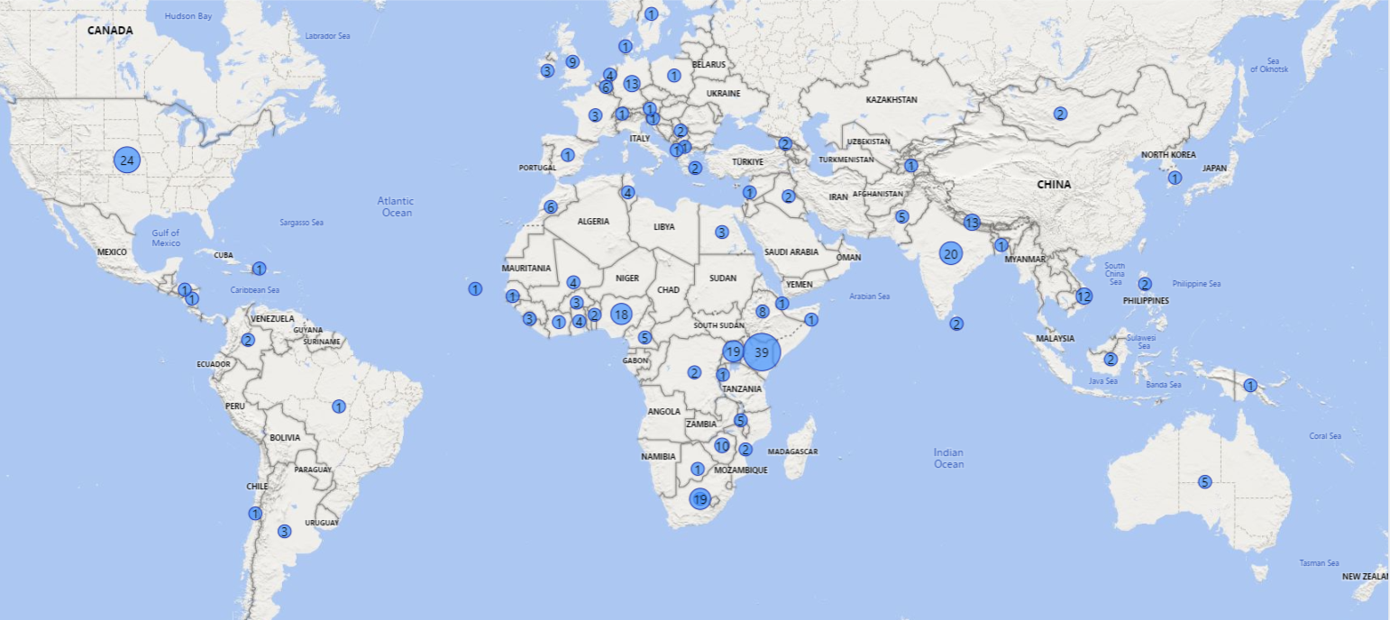 Map of where people are joining the session.